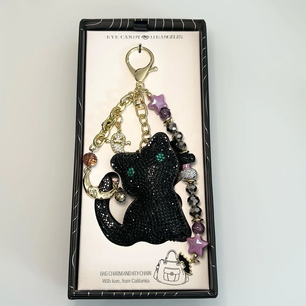 Eye Candy Black Cat Keychain/ Bag Charm New In Box - Picture 2 of 10